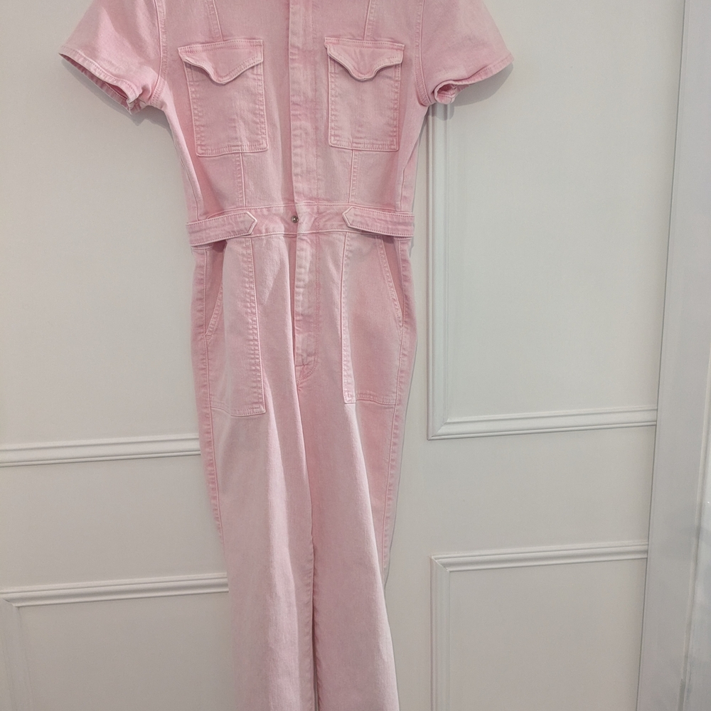 Pink Short-Sleeve Jumpsuit